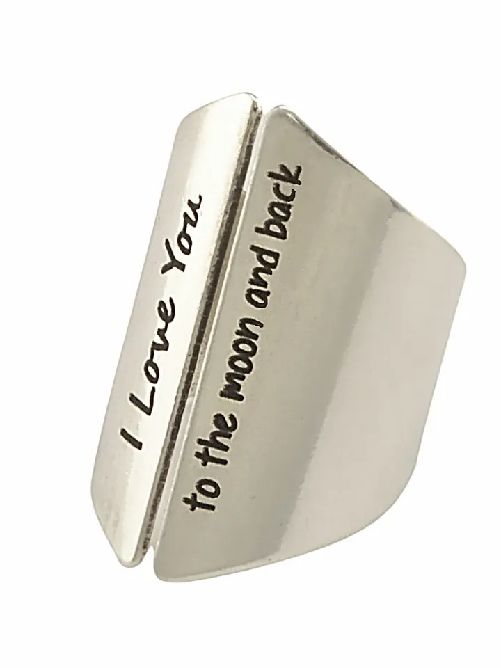 Personalized Thick Band Ring I Love You to the Moon and Back | Custom Engraved Ring | Statement Jewelry Gift for Women / Girlfriend / Wife