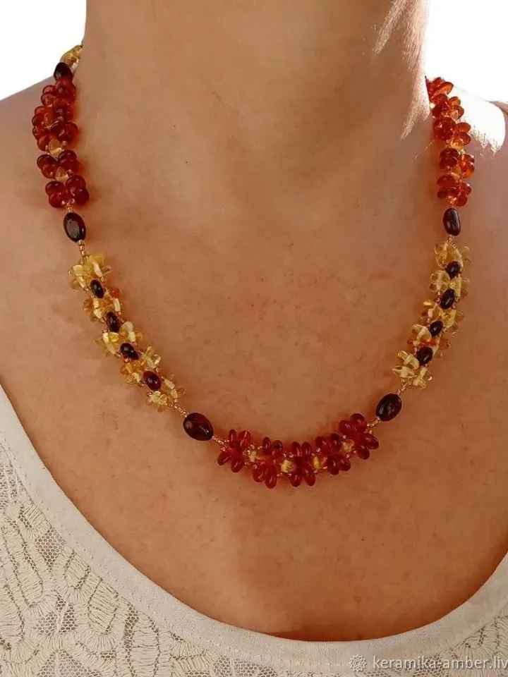 Baltic amber necklace Natural amber jewelry handmade Bright colorful multicolor Holiday beaded gemstone necklace jewelry