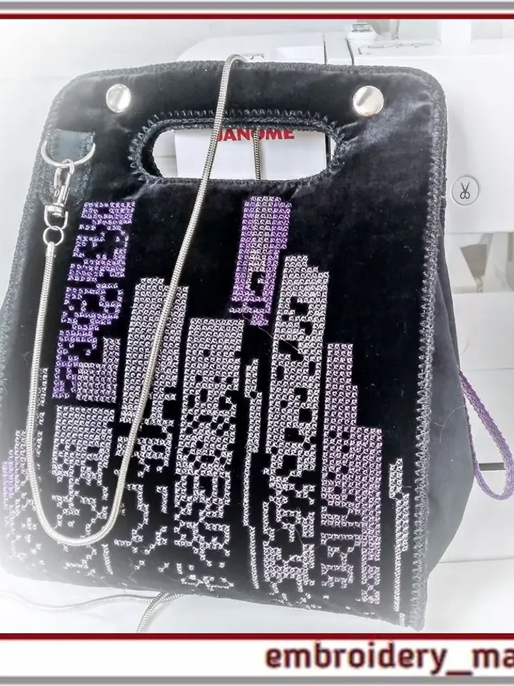 Bag Night City in the hoop Machine embroidery design 7.9 x11