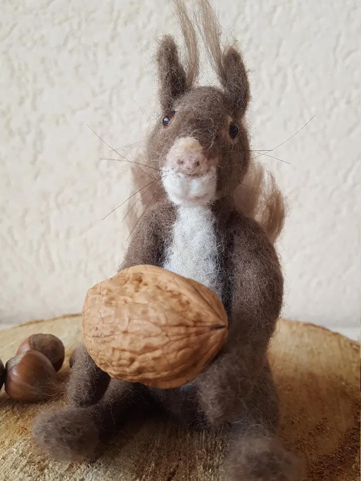 Felted unicorn, wool, brown, unicorn