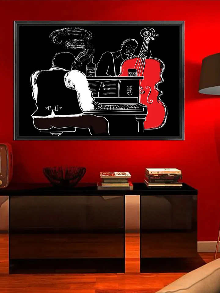 Pianist Print on Canvas , Floating Frame Option, Modern Wall Art, Extra Large Canvas Wall Art
