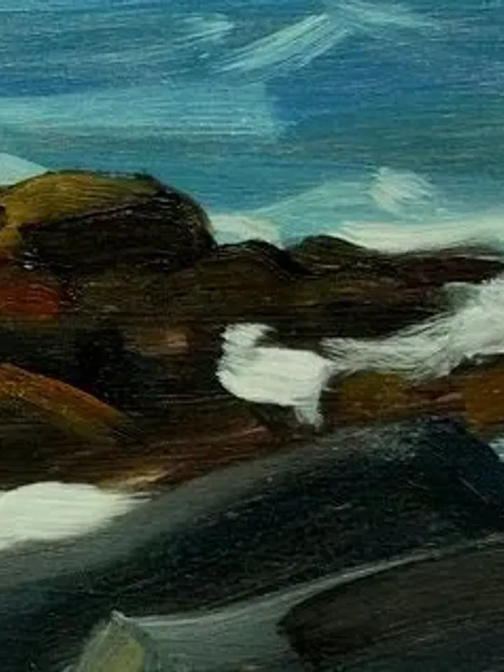 Original Oil Painting Landscape -Monhegan Surf/Maine- 8x12 Oil on Panel, Small Impressionist Seascape, Signed Original Fine Art