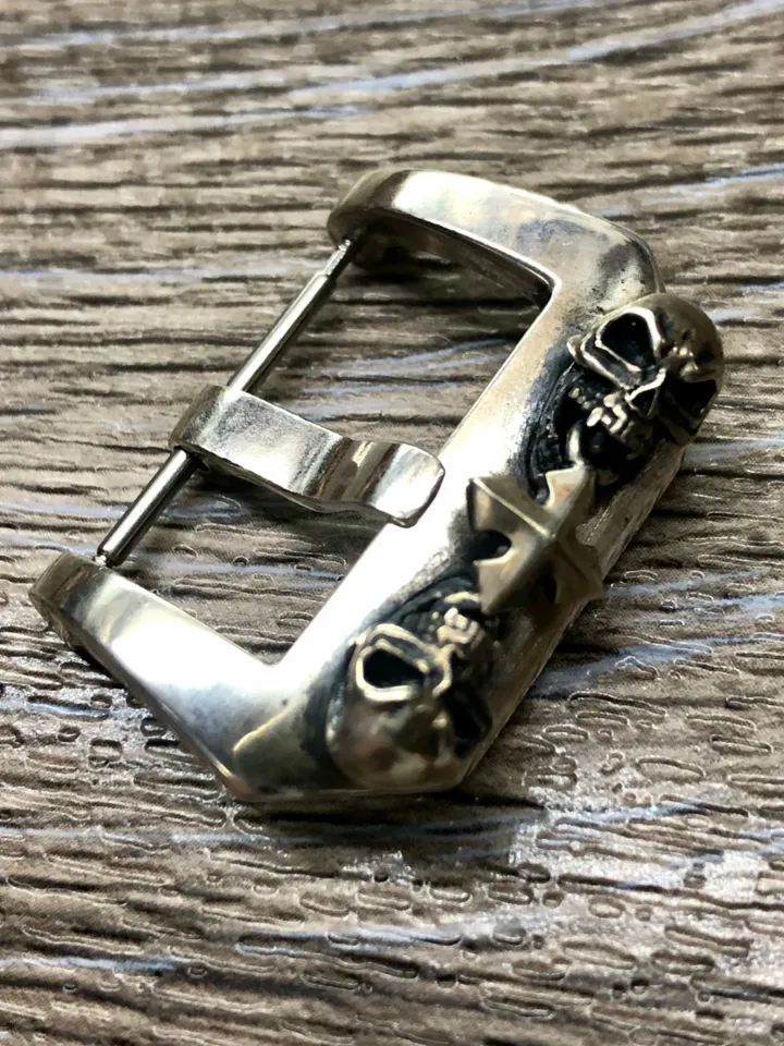 Sterling Silver 925 Watch Buckle in Skull, 24mm 26mm 22mm Watch Buckle, Watch Strap Closure, Valentines Day Gift Ideas, Watch Accessories