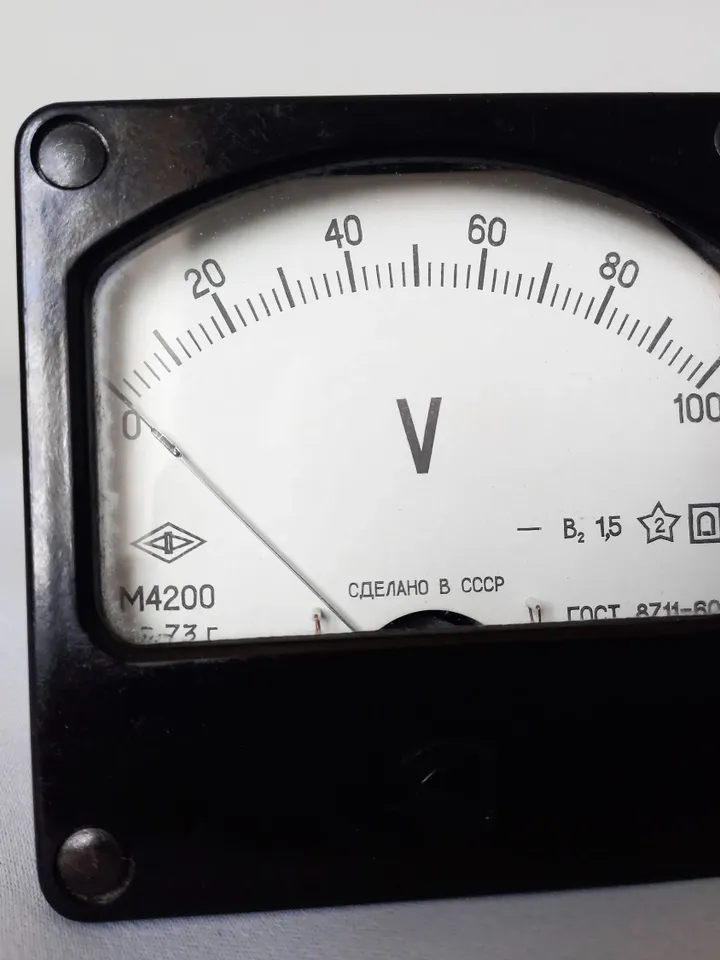 Embedded Vintage Voltmeter in a Carbolite Case Manufactured in the USSR in 1973