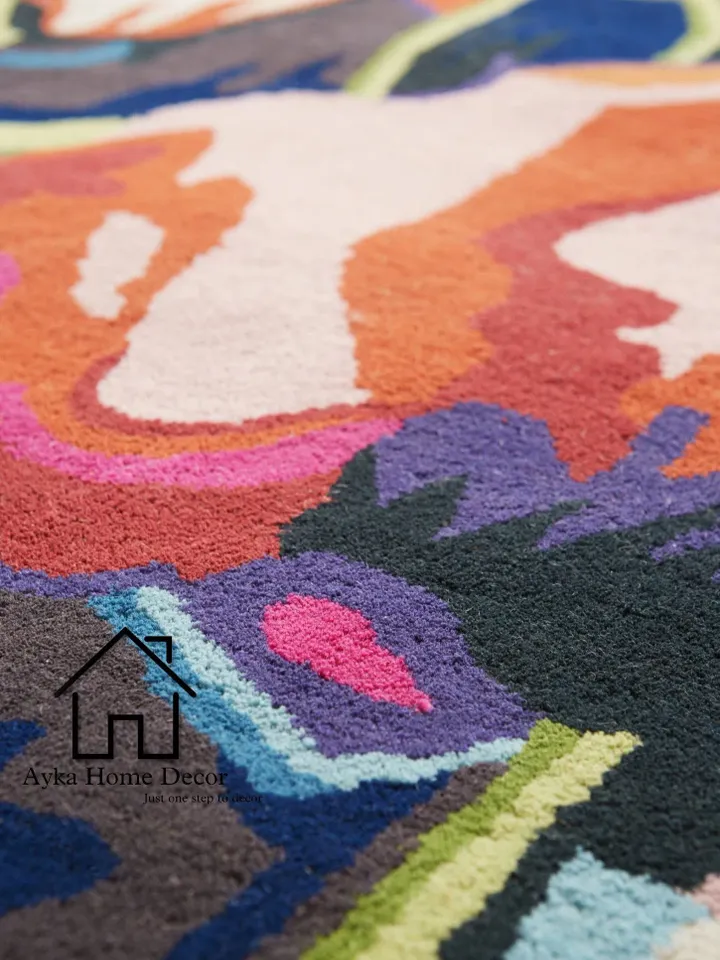 Ayka Vintage 100% Handmade Woolen Area Rug For Hall Kitchen Living Room Bed Room Dining Room Kids Room Carpet Flower Rugs / Carpet Christmas