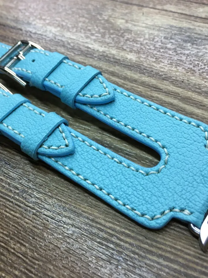 Birthday Gift Idea for wife, Turquoise Leather Apple Watch Band 41mm Series 7, Smart Watch Band, iWatch Series 6 40mm, Apple Watch Strap
