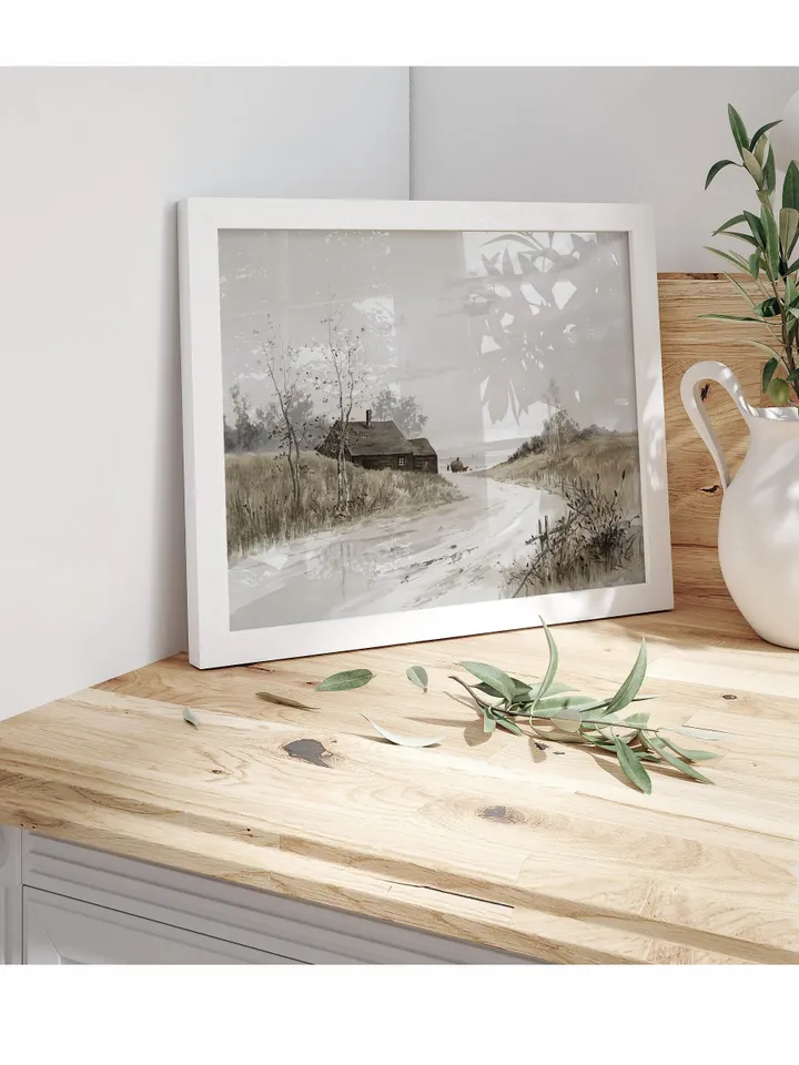 Country Vintage Landscape Print, Watercolor Painting, Rustic Wall Decor Downloadable Printable Art | 72