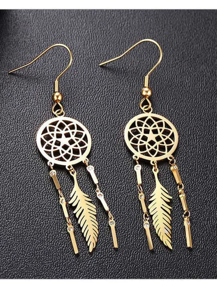 Gold Dreamcatcher Earrings, Dream Catcher Earrings, Dreamcatcher Jewellery, dreamcatcher earring, boho feather earrings, boho dangle earring