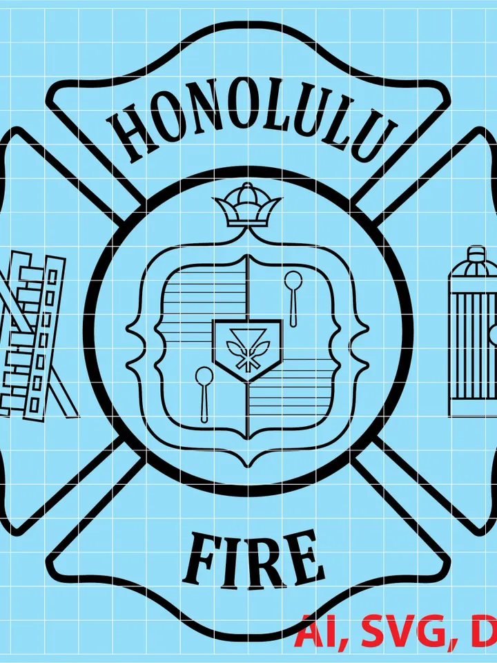 Honolulu Fire Dept. Badge, Logo, Seal, Custom, Ai, Vector, SVG, DXF, PNG, Digital