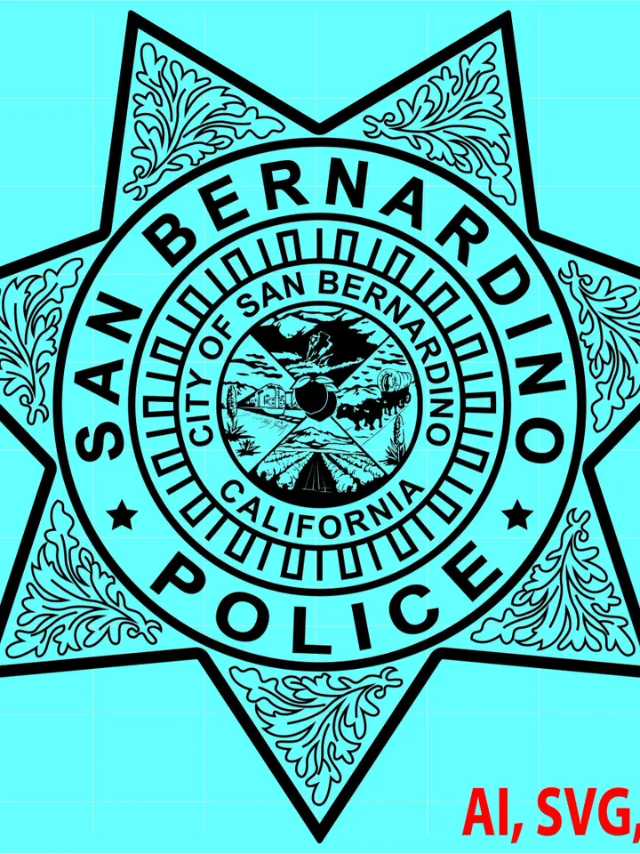 State of California City of San Bernardino Police Badge, Logo, Seal, Custom, Ai, Vector, SVG, DXF, PNG, Digital