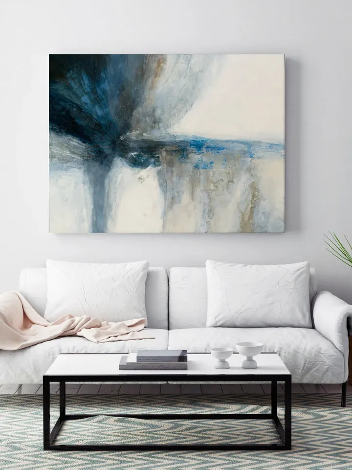 Blue Abstract Textured Painting, Abstract Painting Blue and White, Navy Blue Wall Art, Blue Wall Art, Acrylic Abstract Painting