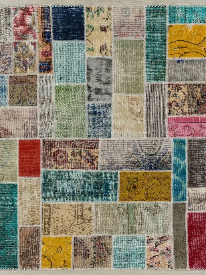 Patchwork Kilim Rug, Multi Color Handmade Turkish Patchwork Rug, 160x230 cm 5,3x7,5 ft ,