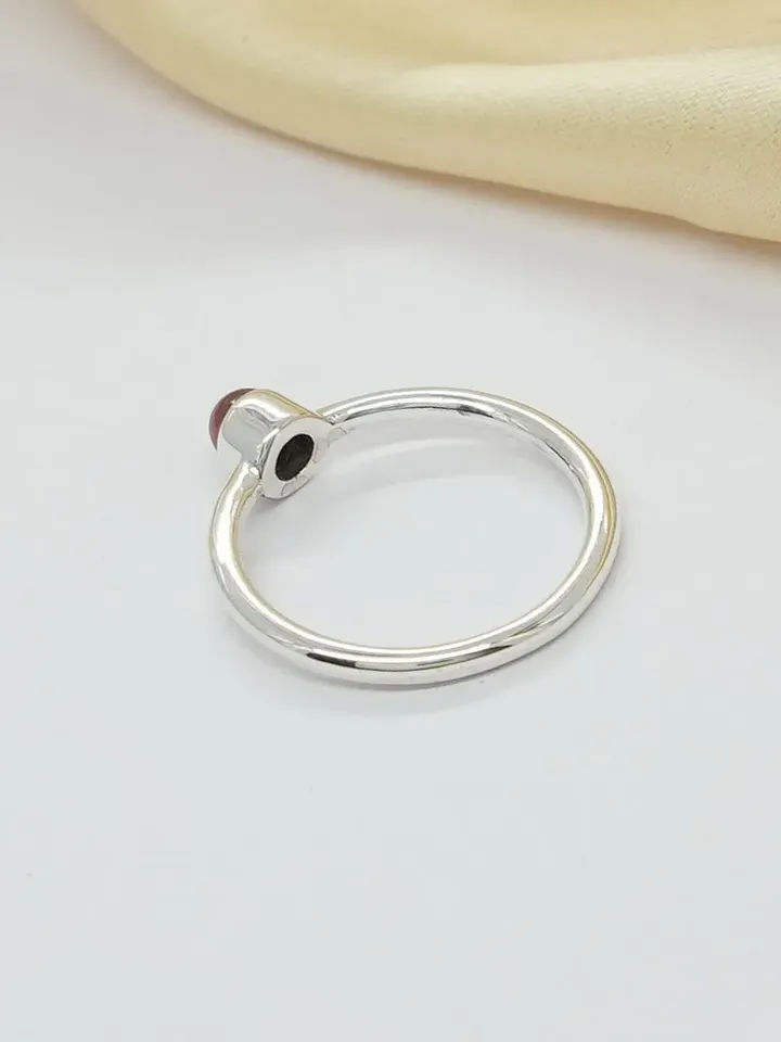 Natural Red Garnet Ring, 925 Sterling Silver, Simple Garnet Ring, Dainty Ring, Garnet Jewelry, Minimalist Ring, Midi Ring, Stacking Ring