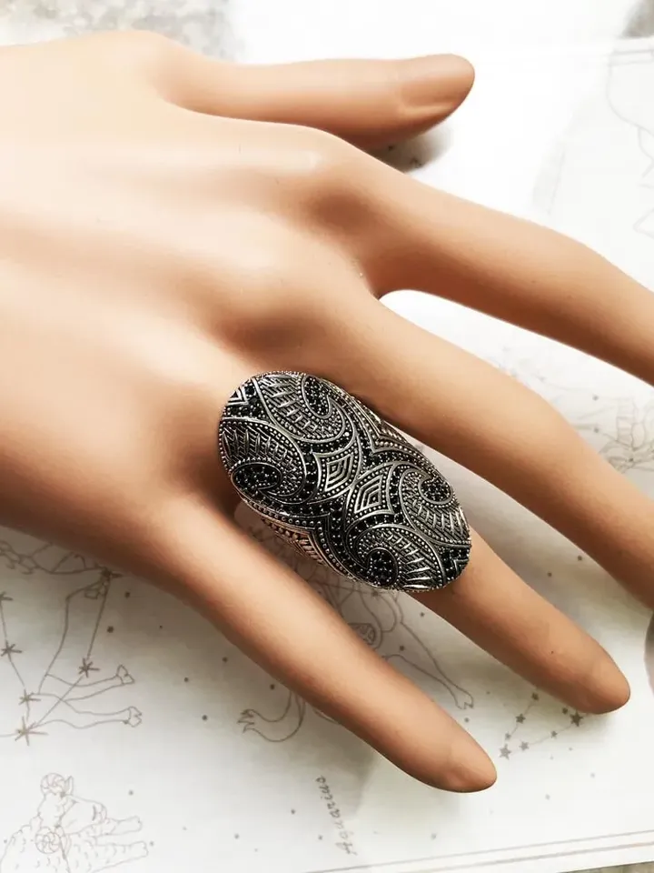 925 Silver Handmade Bohemian Ring, Handmade Chunky Ring, Big Vintage Ring, Distressed Ring, Large Boho Silver Ring, Statement Ring, Vintage