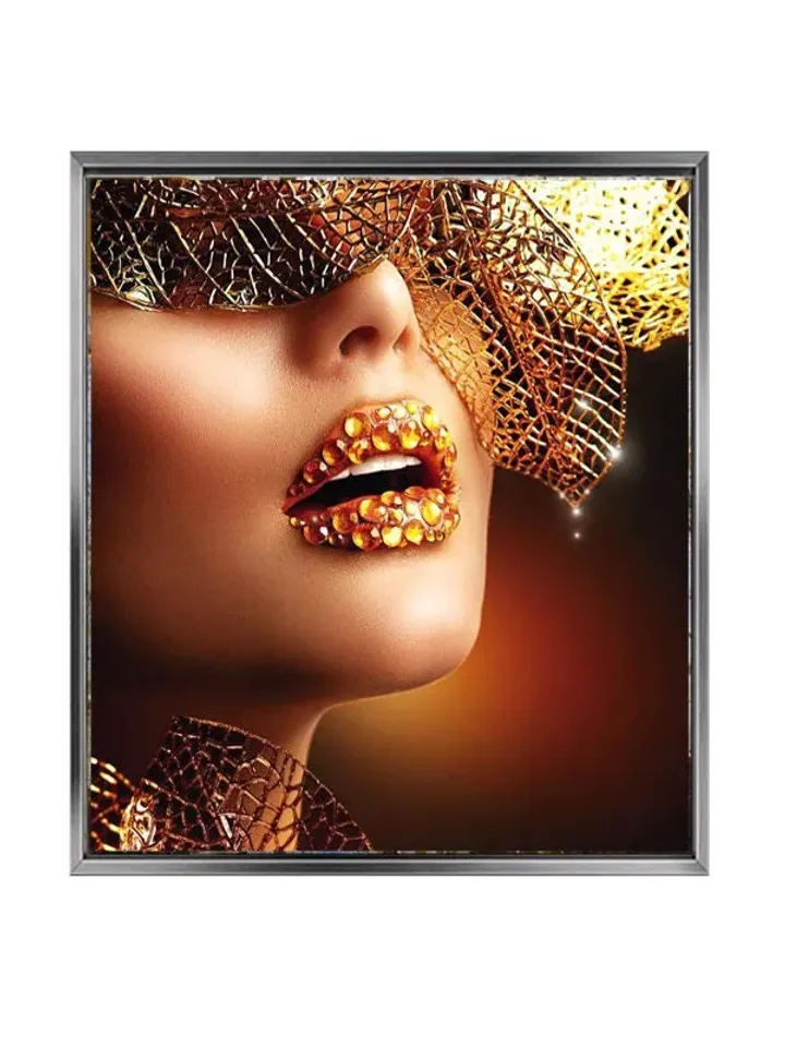 Gold woman Print on Canvas , Floating Frame Option, Modern Wall Art, Extra Large Canvas Wall Art