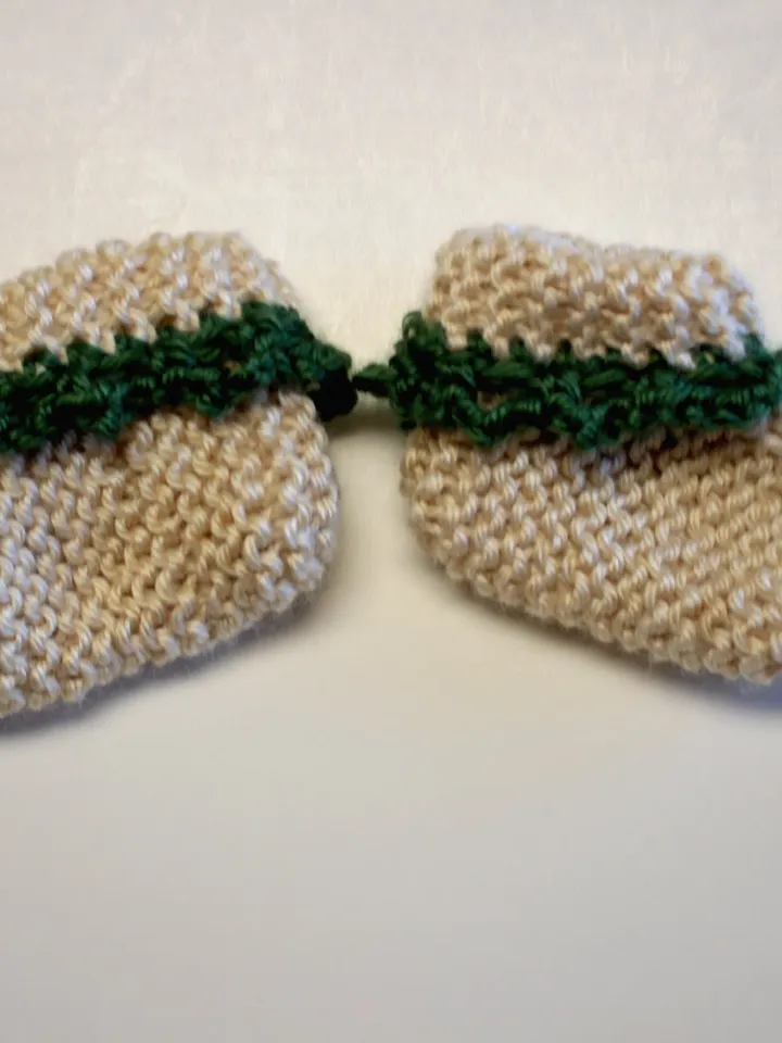 Tan and Green Baby Shoes, Baby Sock, Baby Booties, Great Stocking Stuffers for Baby's First Christmas, Baby Shower Gift Ideas, Crochet