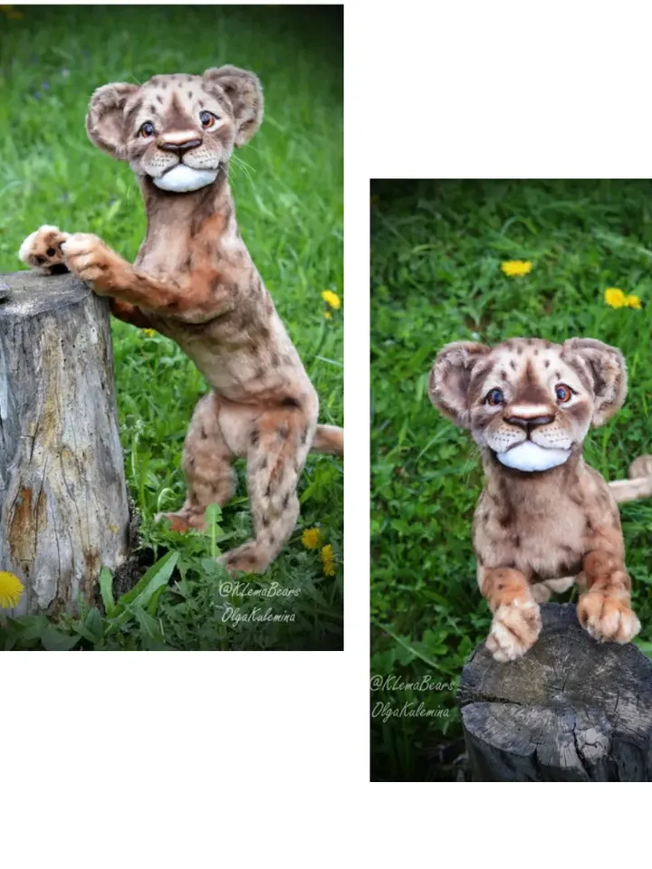 SEW PATTERN Lion Cub -Collectible Toy-Posing Toy-Lion Cub Toy-Stuffed Animal Figurine-PDF Template