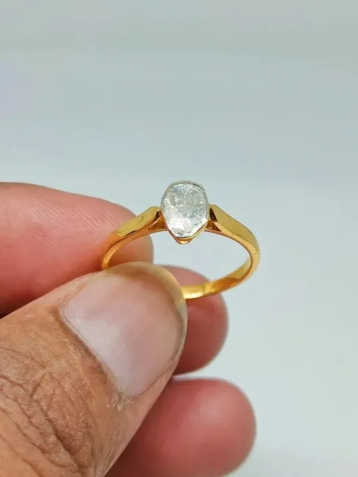Natural Polki Diamond Ring, Uncut Diamond Polki Ring, Sterling Silver Ring, Diamond Polki Jewelry, Victorian Ring, Engagement Ring
