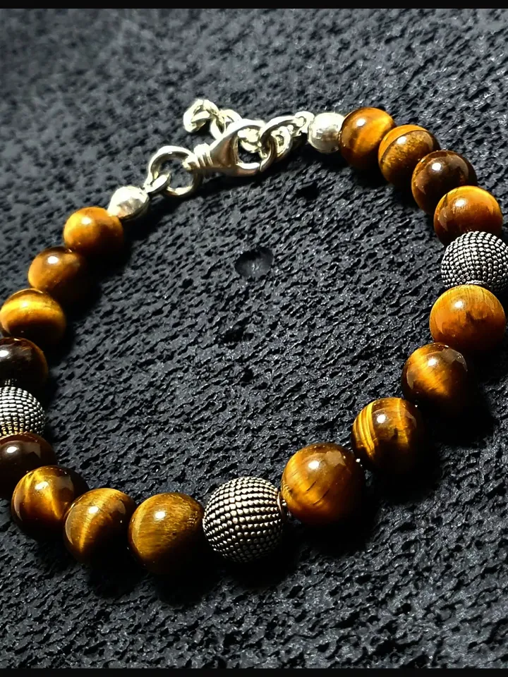 Original Brown Tiger's Eye Bracelet, Masculine Bracelet, Silver Bracelet for Men, Gift For Your Loved One, Handmade Gemstone Silver Bracelet