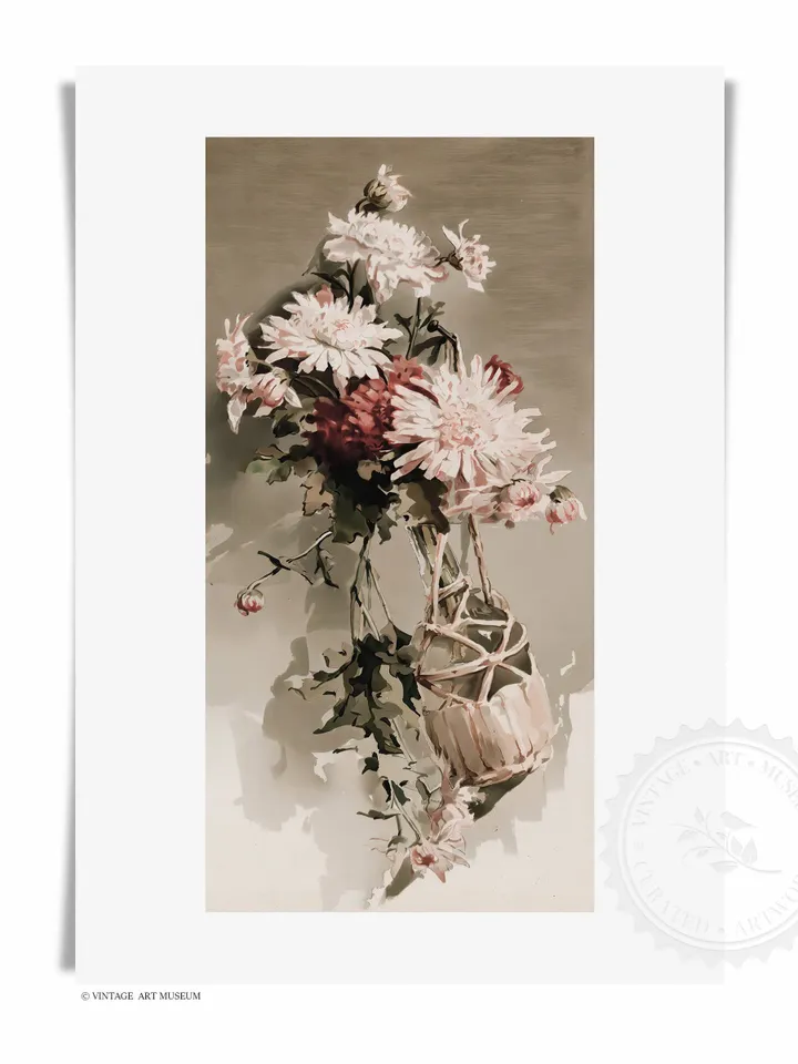 Vintage Watercolor Flowers Prints Set of 2, Floral Wall Art Painting, Printable Decor, Download | 51 S2