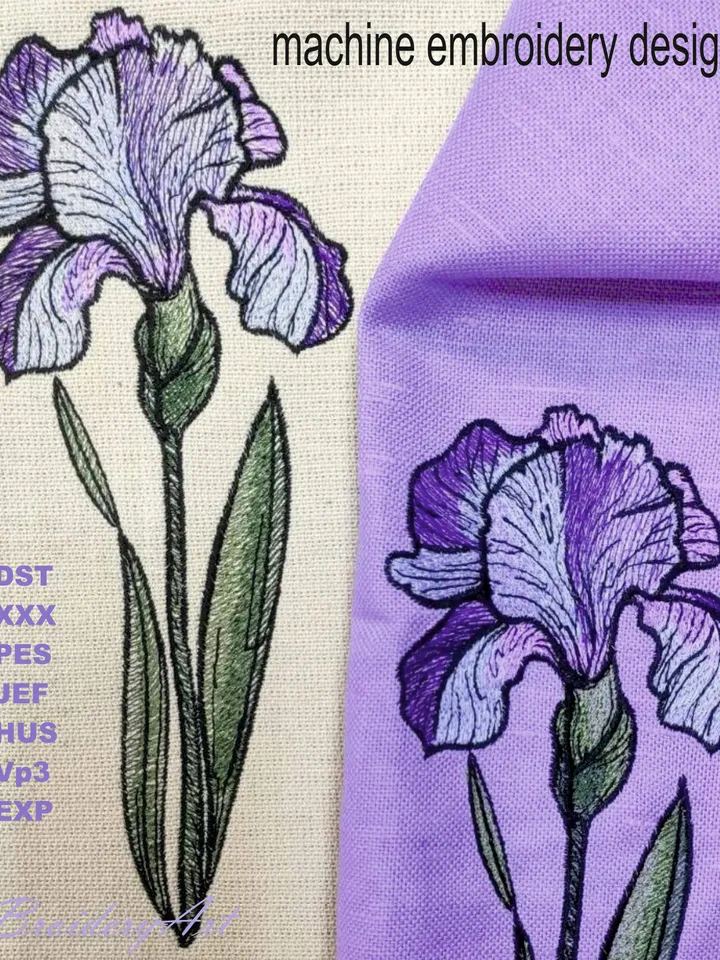 Iris machine embroidery design 5 00 buy online with delivery