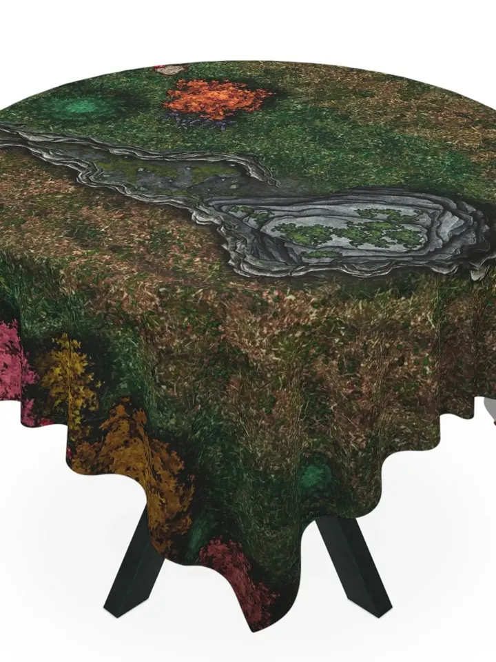 TTRPG Wargame Wooded Glen Terrain Cloth | Tabletop Roleplaying Game Table Cover, RPG Miniatures, Gift for Dungeon Master, DnD Dice