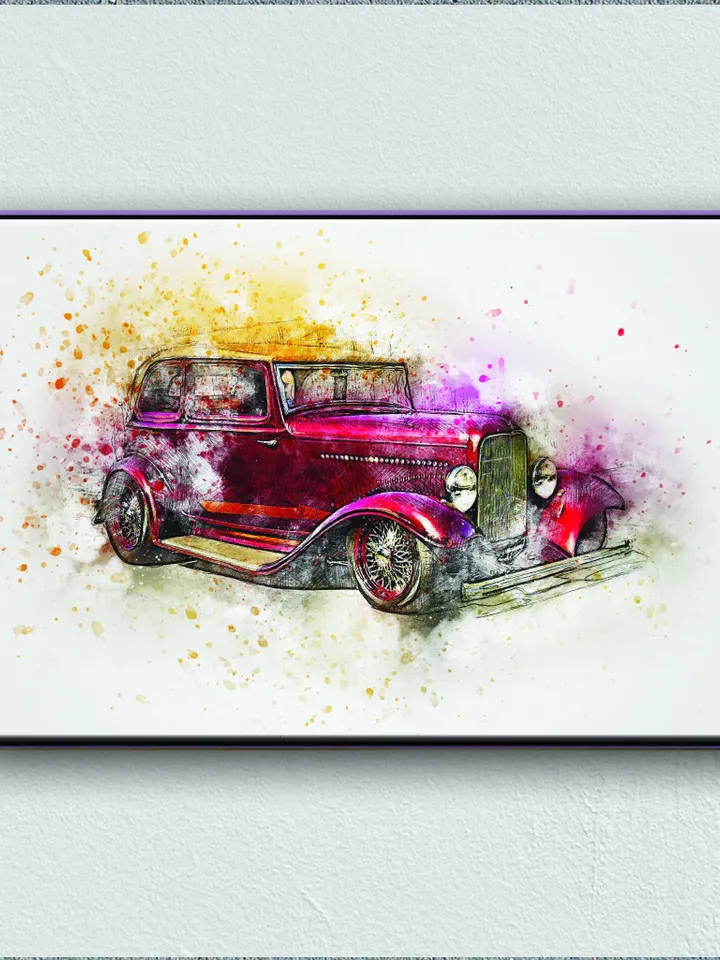 CLASSIC CAR Print on Canvas , Floating Frame Option, Modern Wall Art, Extra Large Canvas Wall Art