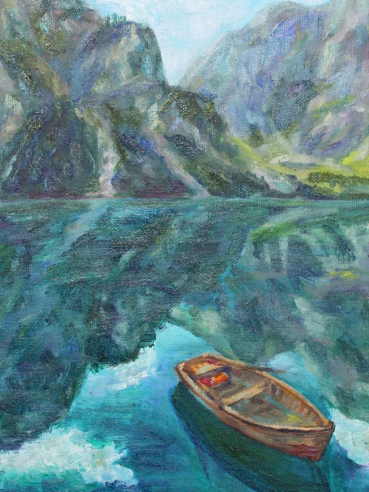Lake landscape oil painting