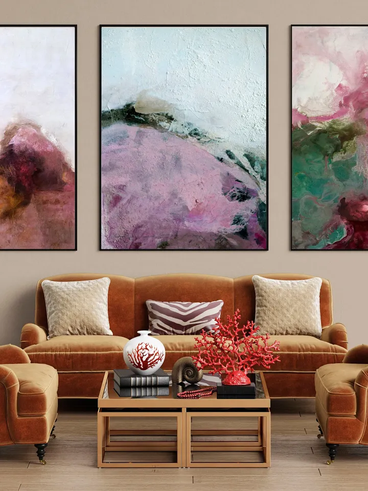 Elegant Painting,Set of Three Abstract Prints,Art Gift, Abstract Painting, Aesthetic Room Decor, Warm Living Room Decor, Modern Line Drawing