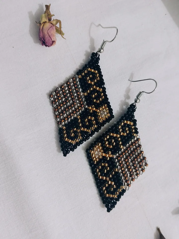 Seed Bead Fringe Earrings ⋄ Bohemian Beaded Fringe Earrings ⋄ Handmade Boho Dangle Indigenous Jewelry
