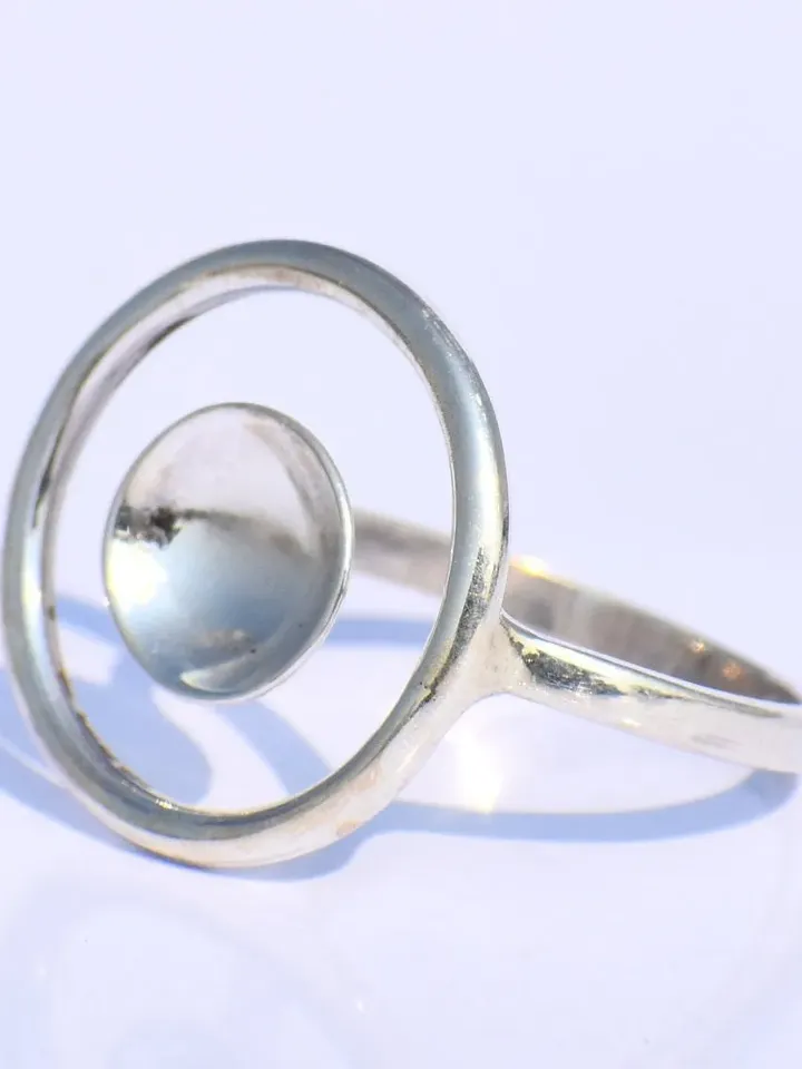 Hollow Circle Ring, Adjustable Ring, Sterling Silver Ring, Handmade Ring, Statement Ring, Boho Ring, Minimalist Ring, Wedding Ring, Gift Her