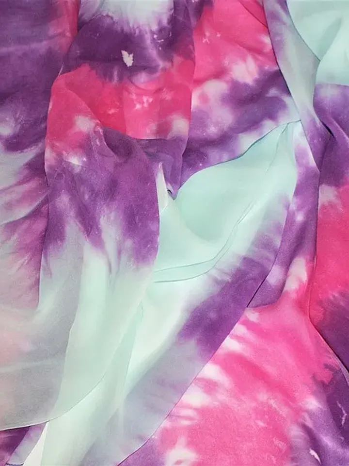 絲巾 Tie dye scarf Chiffon woman scarf Blue purple pink silk shawl Hand dyed scarf