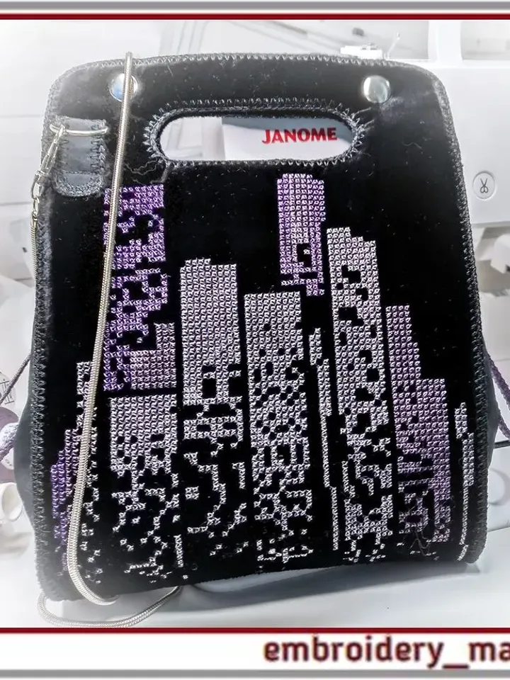 Bag Night City in the hoop Machine embroidery design 7.9 x11
