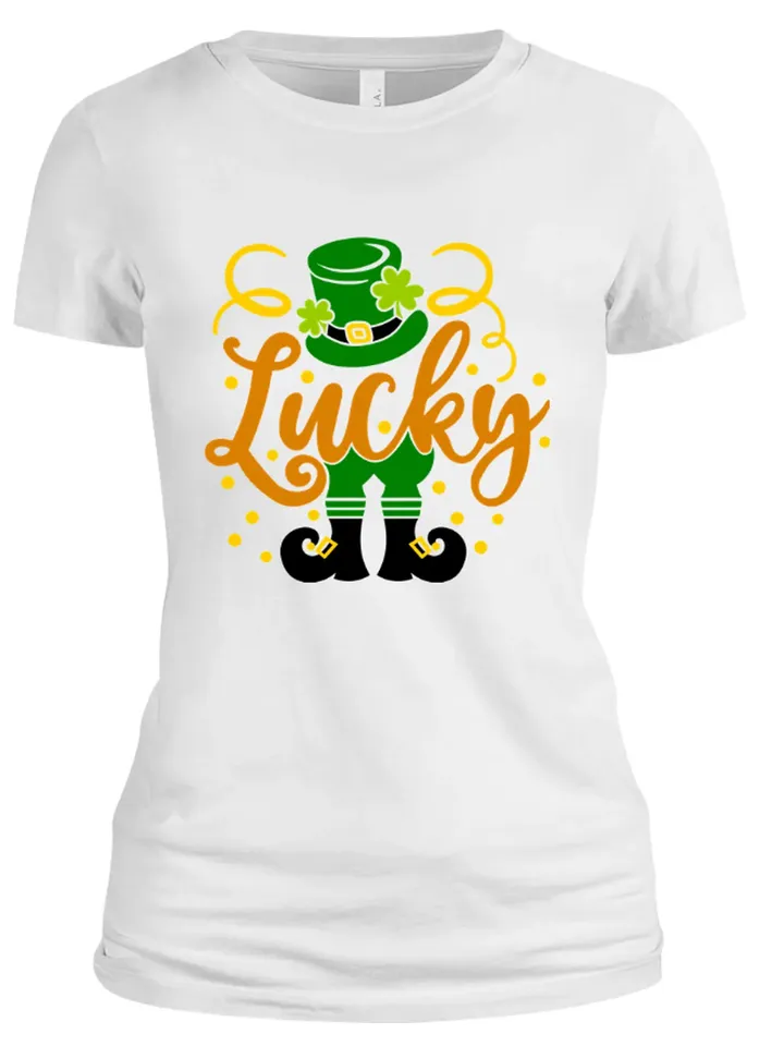 St Patricks Day Lucky Green Shamrock Lucky with Leprechaun Hat digital design Cricut svg dxf eps png ipg pdf, cut file