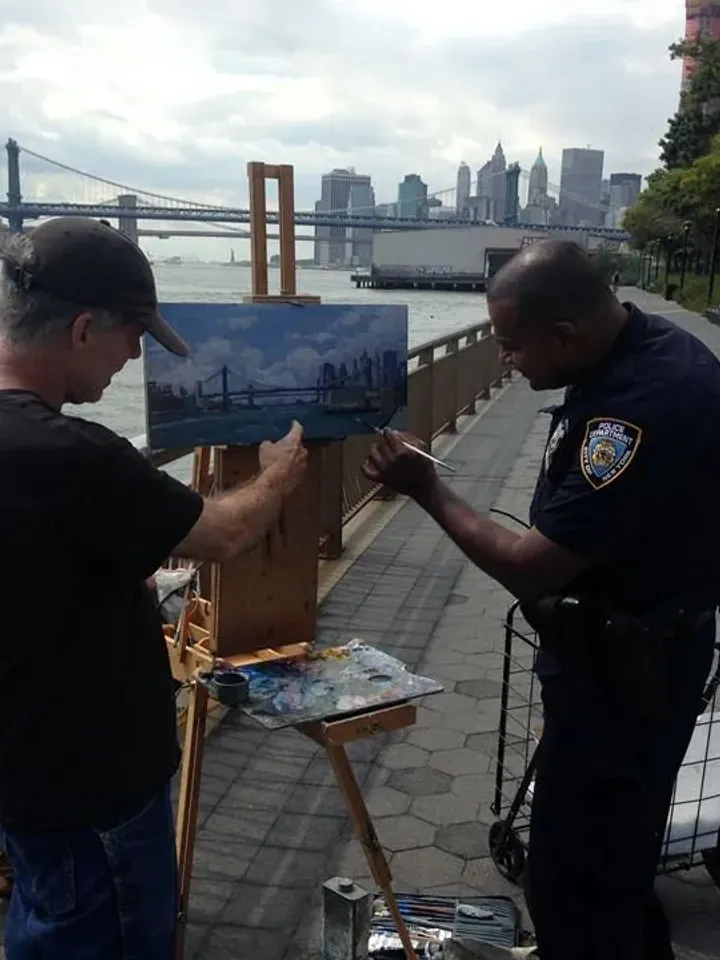 Large Original New York Cityscape Painting - Brooklyn Bridge/NYC - 16x20 Oil on Canvas, Fine Art, Signed Impressionist Landscape