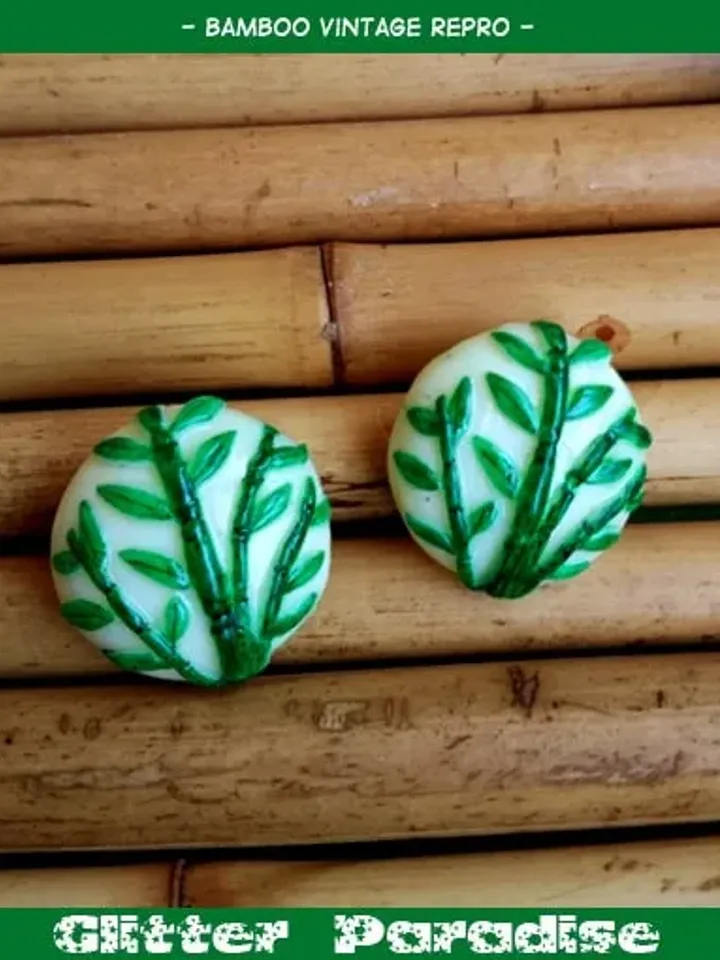 Bamboo Vintage Repro - Brooch - Bamboo Jewelry - Aloha - Chinese Brooch - Bamboo Brooch - Bamboo Root - Bamboo Leaves - Glitter Paradise®