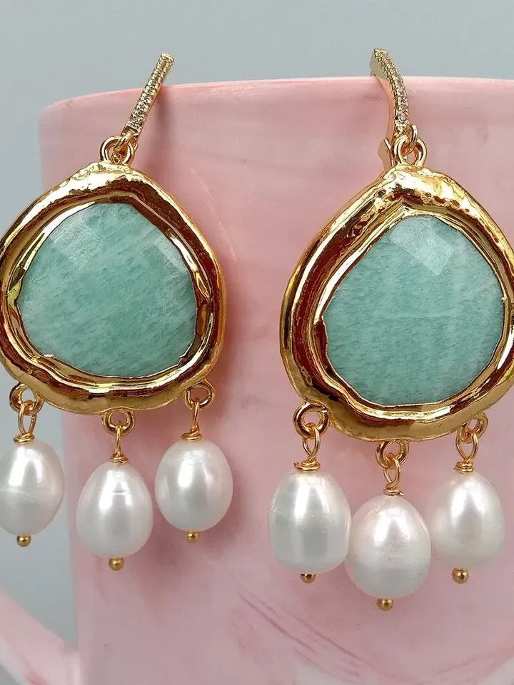 Amazonite Earrings, Real Amazonite Drop Earrings, Amazonite Stone Earrings, Amazonite Jewellery, Amazonite Drop Earrings, Gemstone Earrings