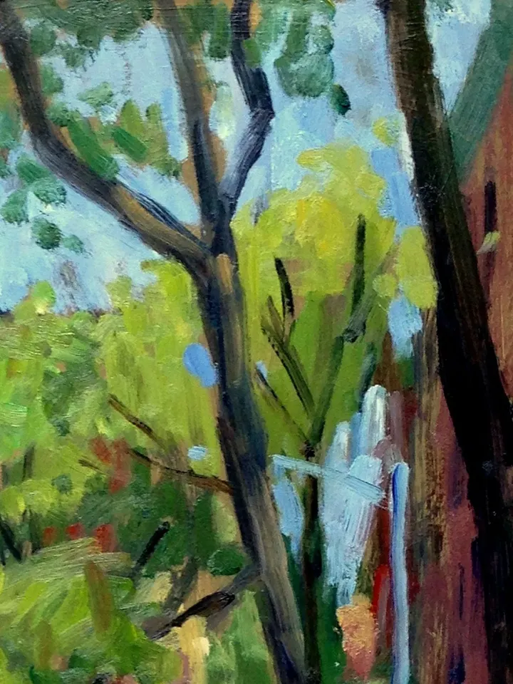 East Village Cityscape Painting - 6th St and Ave A/NYC - 11x14 Oil on Panel, Urban New York Landscape, Plein Air Impressionist Original