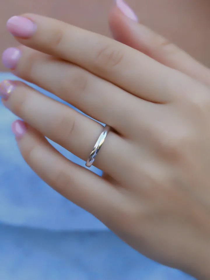 PLATINUM RING BAND | Women Classic Wedding Ring | Dome Wedding Ring For Women | Women Wedding Gift | Minimalist Engagement Jewelry