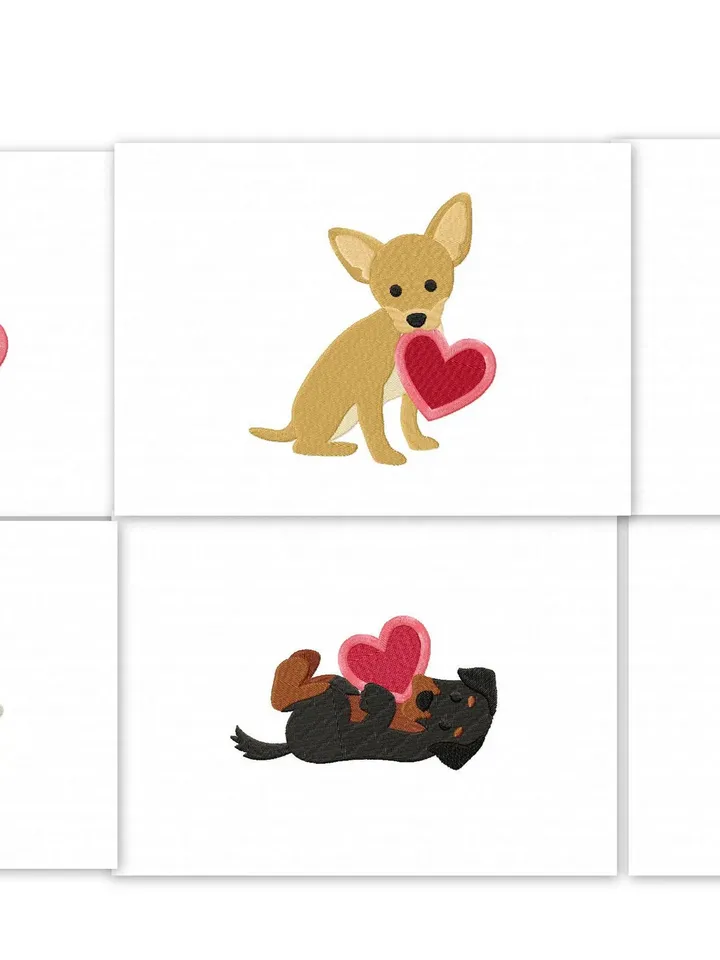 50% off, 6 Puppy Love Embroidery Design,Gnomes Machine,7 sizes,Instant Download,DogChihuahua,Chow Chow,Corgi,Dachshund,Doberman puppys