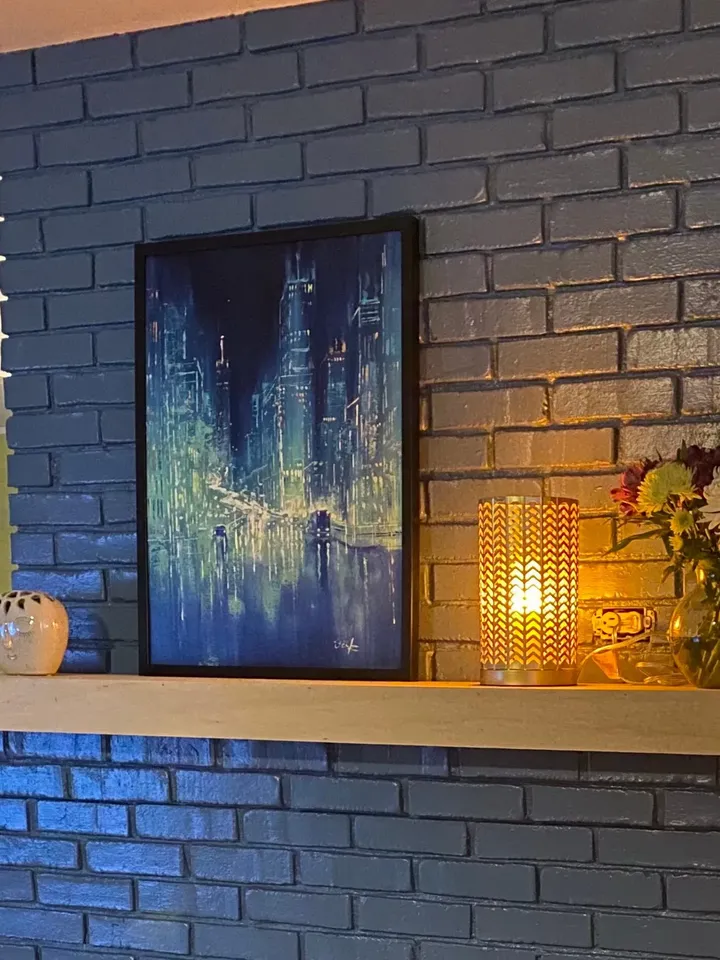 Cyberpunk Painting "MALACHITE CITY" Original Oil Painiting on Canvas Modern City Painting Art by "Walperion Paintings"