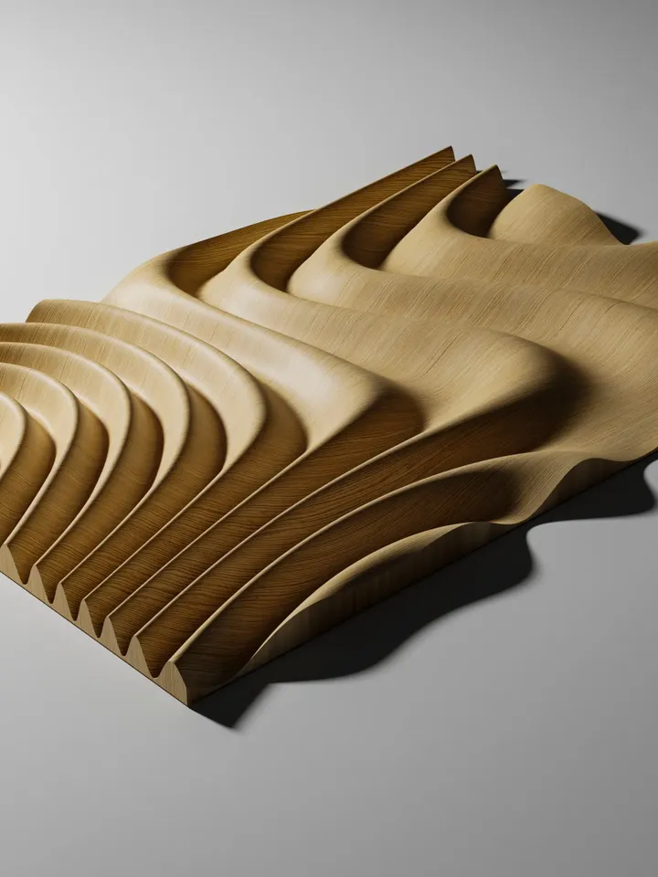 3d stl model, wave panel CNC files for carving or 3D printing, Aspire, Carveco, Artcam, Fusion 360, Wall decor, WP4