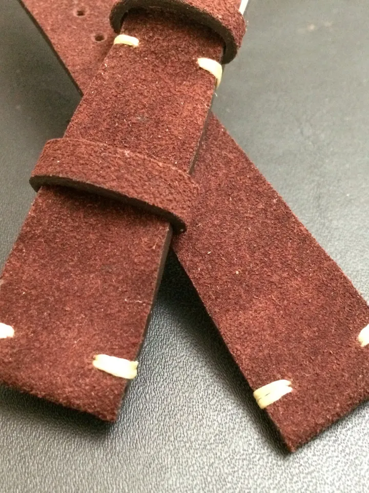Leather watch band, Suede Leather, Leather watch strap, Brown watch band for 19mm, 20mm lug, Suede Brown, 16mm buckle, FREE SHIPPING