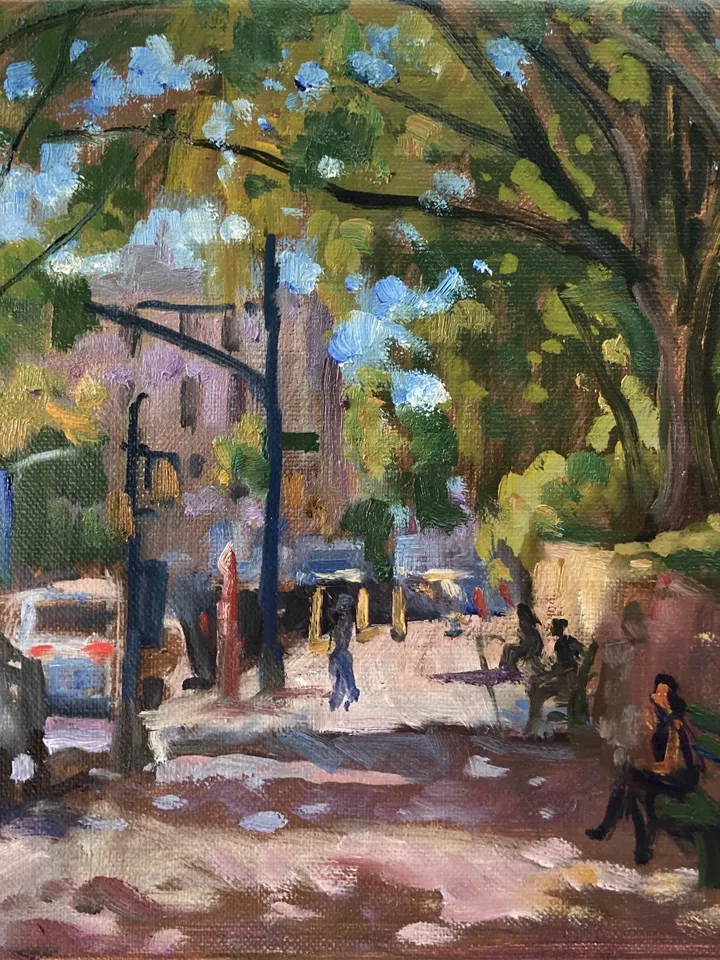 New York Cityscape Painting - Uptown Broadway/Inwood NYC - 8x10 Oil on Linen, Plein Air Impressionist Fine Art, Signed Original
