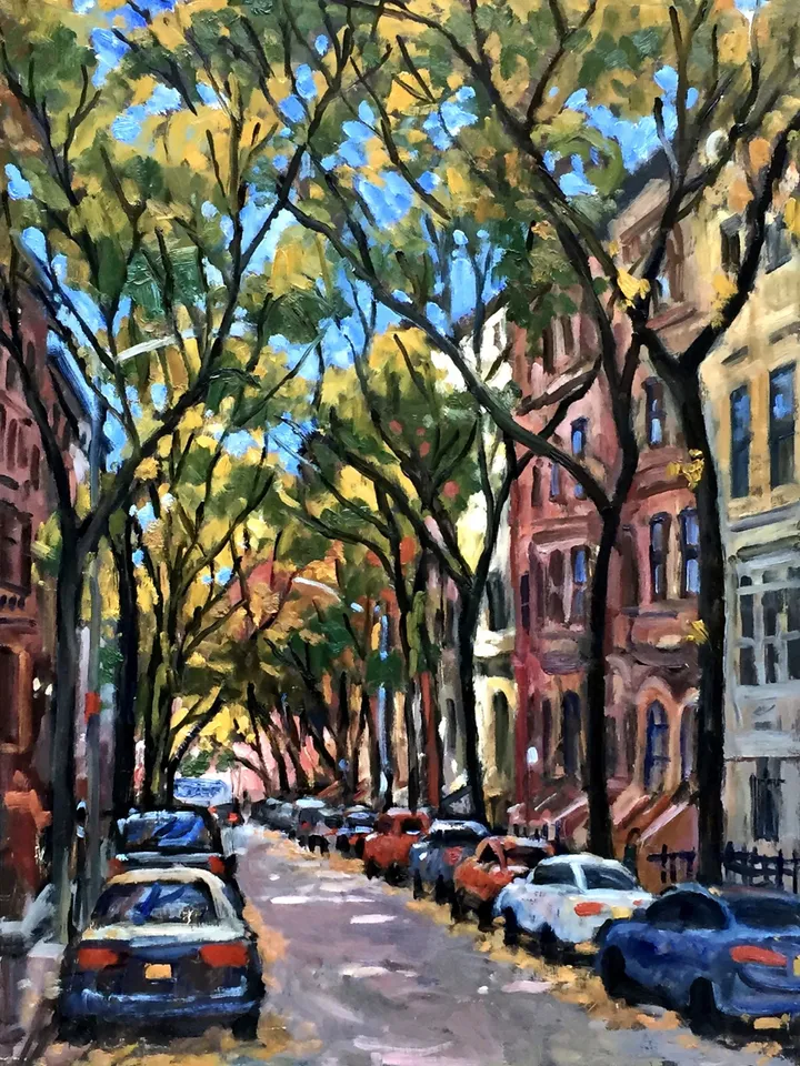 Large Original New York Cityscape Painting -87th Street/Upper West Side/NYC- 18x24 Oil on Panel, Impressionist Landscape, Signed Original