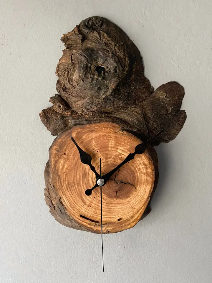Chestnut Wood Wall Clock, Unique Wall Clock, Farmhouse Wall Clock, Rustic Wall Clock, Small Wall Clock, Handmade Clock