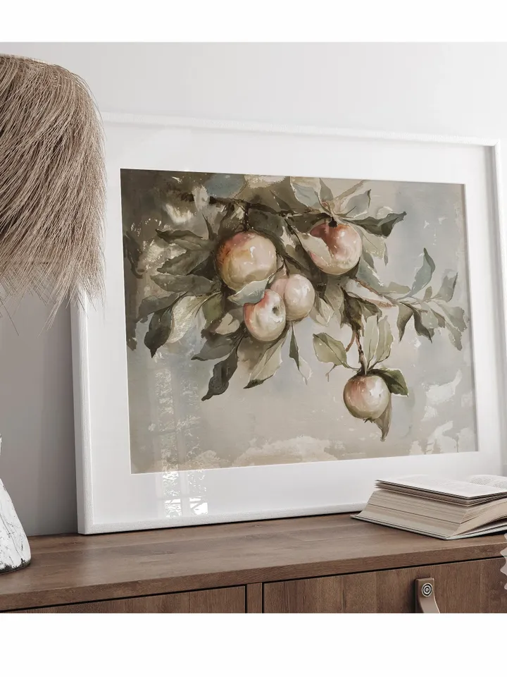 Apple Tree Watercolor Painting, Vintage Print, Farmhouse Kitchen Wall Decor, Printable Art | 126