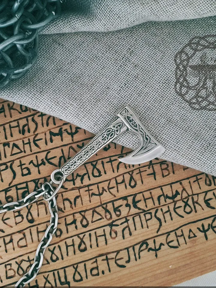 Viking Axe Pendant Sterling Silver Battle Axe Pendant Berserk Symbol Scandinavian Jewelry Norse Viking Jewelry