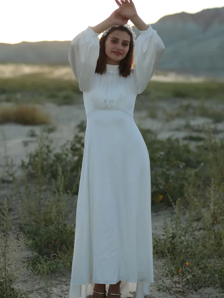 AHUNARE HIJAB - Bridesmaid - White Dress, Muslim Evening Dress, Nikah, Islamic Wedding, Engagement, Bridesmaid, , Prom Dresses, Long Dress,