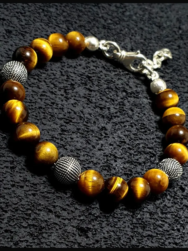 Original Brown Tiger's Eye Bracelet, Masculine Bracelet, Silver Bracelet for Men, Gift For Your Loved One, Handmade Gemstone Silver Bracelet